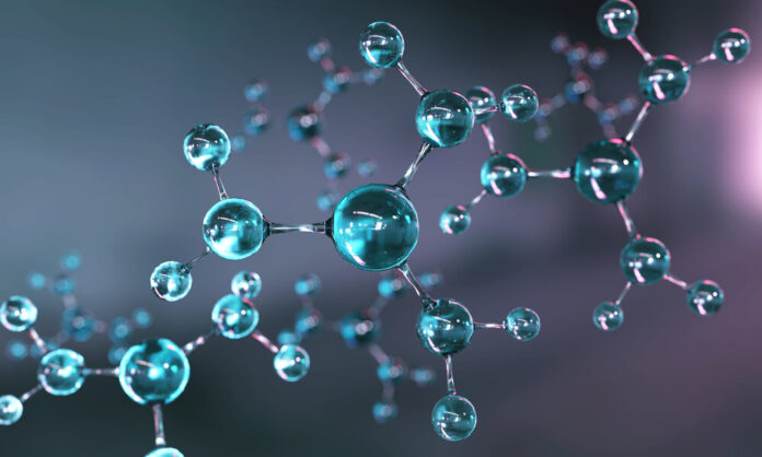 Science background with molecule or atom